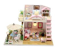 DIY Miniature House 3D Wooden Handmade Dollhouse, LED Light Kit for Kids Craft Activity, Realistic Home Model Building Set with Decor Accessories for Birthday Gift