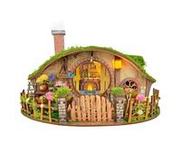 DIY Miniature House Kit, Book Nook Mini House Bookshelf Decor 3D Wooden Puzzle for Adults, Birthday Gift for Family, Friends - The Magic Ring House