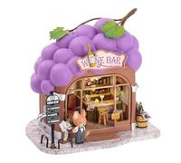 DIY Miniature House Kit Fox Bar, Mini Dolls House with LED Lights, 1:72 Scale Wooden Mini House Building Kit for Adults & Teens, Creative Birthday Gift (9.6x8.2x9.2cm)