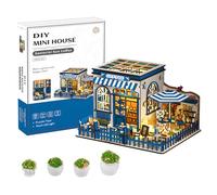 DIY Miniature House Kit, Model Building Set with Accessories and LED, Model Kit for Adult and Children,3D Puzzle Mini House Building Kit 8-Hour Assembly Book Nook Craft Kit