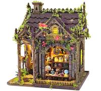 DIY Miniature House Kit, Myriad Realms Club Book Nook for Adults | Bookshelf Decor Magic Model Kit, 3D Wooden Puzzle with LED Light, Book Gifts for Book Lovers Women Friends