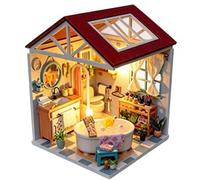 DIY Miniature House Kit,Tiny House Building Kit 3D Wooden Puzzle Crafts Mini Doll-house Room Making Set with Light,Gifts for Family and Friends