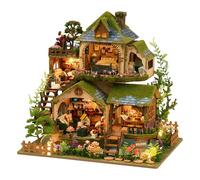 Diy Miniature House Kit to Build Wooden Puzzles Dolls House with LED Light House Building Kit Bookshelf Decor for Adults Creative Crafts Gift for Birthday
