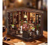 DIY Miniature House Kit with LED, Book Nook Library, 3D Wooden Puzzle Craft Kit for Adults and Teens, Bookshelf Decor, Creative Gift for Friend Family, Christmas Holidays Birthday Gift