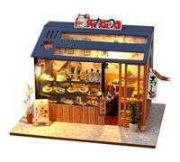 DIY Miniature House Kit with LED Light, 1:24 Scale Japanese Style Dollhouse Miniature Wooden House Kit,Mini House kit Tiny House Kits for Adult