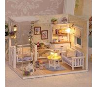 DIY Miniature House Kits,Mini Dollhouses,3D Wooden Cat House with LED and Dust Cover,Handmade Craft Kits For Adults Model Tiny Home Build for Adults to Build Birthday Gift for Cat Lovers (S1)