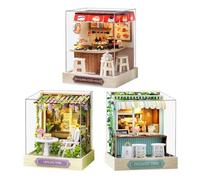 DIY Miniature House - Wooden Model with LED Light - Creative Puzzle for Kids and Adults - Living Room Bedroom or Desk Decoration - Handmade Birthday Gift