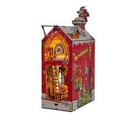 Diy Miniature Model Kit, Snowy Night Serenade DIY Miniature House Bookshelf Model, 3D Puzzle Wooden Christmas Theme Bookend Kit for Teens & Adults
