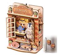 Diy Miniature Wooden House Model Fridge Magnet Kit, Magnet Building Penguin Doll House 3d Puzzles Kits With Led Light for Refrigerator/desk Bookshelf Decor, for Adults,beginners Handmade Craft Gifts