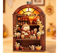 DIY Miniature Wooden House Model Fridge Magnet Kit, Magnet Building with LED Light, Miniature Scene Decor, Cute Tiny Room Craft Ornament for Adults,Beginners, 3D Puzzles Crafts Gifts