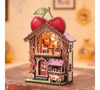 DIY Miniature Wooden House Model Fridge Magnet Kit, Magnet Building with LED Light, Miniature Scene Decor, Cute Tiny Room Craft Ornament for Adults,Beginners, 3D Puzzles Crafts Gifts