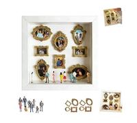 DIY MiniMuseum Silhouette Box-Celebrate Your Unique Memories in Style,Shadow Box Frame Kit with Gold Mini Figurines,Personalized DIY Photo Family Memory Display Case Frame,Miniature Picture Gift