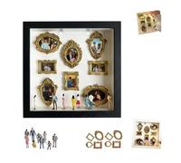 DIY MiniMuseum Silhouette Box-Celebrate Your Unique Memories in Style,Shadow Box Frame Kit with Gold Mini Figurines,Personalized DIY Photo Family Memory Display Case Frame,Miniature Picture Gift