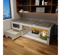 DIY Modular Cat Enclosure with Litter Pan, Transparent Playpen for Indoor Cats, Easy Assembly PP Panels & Secure Locking for Safe Feline Exercise and Rest