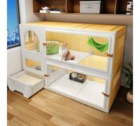 DIY Modular Cat Enclosure with Litter Pan, Transparent Playpen for Indoor Cats, Easy Assembly PP Panels & Secure Locking for Safe Feline Exercise and Rest