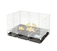 DIY Modular Chicken Cage With 1.5cm Dense Iron Mesh Chicken Coops With Easy-Clean Pull-Out Tray Sturdy Poultry House For Chicks, Ducks & Small Poultry, Multi-Size(White,111x75x48cm)