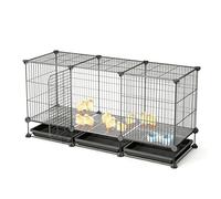 DIY Modular Chicken Cage With 1.5cm Dense Iron Mesh Chicken Coops With Easy-Clean Pull-Out Tray Sturdy Poultry House For Chicks, Ducks & Small Poultry, Multi-Size(Black,111x39x48cm)