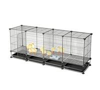 DIY Modular Chicken Cage With 1.5cm Dense Iron Mesh Chicken Coops With Easy-Clean Pull-Out Tray Sturdy Poultry House For Chicks, Ducks & Small Poultry, Multi-Size(Black,147x39x48cm)