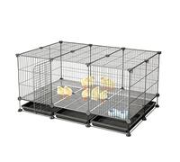 DIY Modular Chicken Cage With 1.5cm Dense Iron Mesh Chicken Coops With Easy-Clean Pull-Out Tray Sturdy Poultry House For Chicks, Ducks & Small Poultry, Multi-Size(Black,111x75x48cm)