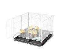DIY Modular Chicken Cage With 1.5cm Dense Iron Mesh Chicken Coops With Easy-Clean Pull-Out Tray Sturdy Poultry House For Chicks, Ducks & Small Poultry, Multi-Size(White,75x75x48cm)