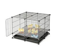 DIY Modular Chicken Cage With 1.5cm Dense Iron Mesh Chicken Coops With Easy-Clean Pull-Out Tray Sturdy Poultry House For Chicks, Ducks & Small Poultry, Multi-Size(Black,75x75x48cm)