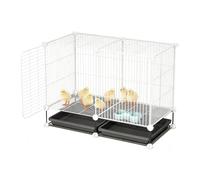 DIY Modular Chicken Cage With 1.5cm Dense Iron Mesh Chicken Coops With Easy-Clean Pull-Out Tray Sturdy Poultry House For Chicks, Ducks & Small Poultry, Multi-Size(White,75x39x48cm)