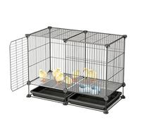 DIY Modular Chicken Cage With 1.5cm Dense Iron Mesh Chicken Coops With Easy-Clean Pull-Out Tray Sturdy Poultry House For Chicks, Ducks & Small Poultry, Multi-Size(Black,75x39x48cm)
