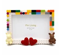 DIY Morse Code Message Frame, Building Blocks Photo Frame with Hidden Secret Notes, Wall/Tabletop Display, No Glue Needed, Safe & Reusable, Creative Gift for Birthdays, Home Decor (Heart)