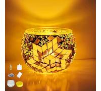 DIY Mosaic Candle Holder Kit Vintage Handmade Turkish Glass Tealight | Moroccan Lantern Living Room Bedroom Home Scented Candlestick Table Dining Room Wedding Party Christmas Church Decor