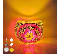 DIY Mosaic Candle Holder Kit Vintage Handmade Turkish Glass Tealight | Moroccan Lantern Living Room Bedroom Home Scented Candlestick Table Dining Room Wedding Party Christmas Church Decor