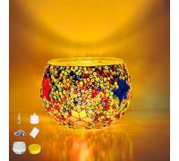 DIY Mosaic Candle Holder Kit Vintage Handmade Turkish Glass Tealight | Moroccan Lantern Living Room Bedroom Home Scented Candlestick Table Dining Room Wedding Party Christmas Church Decor