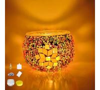 DIY Mosaic Candle Holder Kit Vintage Handmade Turkish Glass Tealight | Moroccan Lantern Living Room Bedroom Home Scented Candlestick Table Dining Room Wedding Party Christmas Church Decor