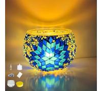 DIY Mosaic Candle Holder Kit Vintage Handmade Turkish Glass Tealight | Moroccan Lantern Living Room Bedroom Home Scented Candlestick Table Dining Room Wedding Party Christmas Church Decor