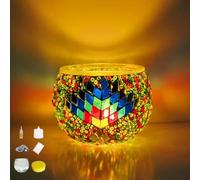 DIY Mosaic Candle Holder Kit Vintage Handmade Turkish Glass Tealight | Moroccan Lantern Living Room Bedroom Home Scented Candlestick Table Dining Room Wedding Party Christmas Church Decor