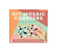 DIY Mosaic Coasters Kit - Make 2 Glass Tile Coasters, Complete Craft Set with Bamboo Bases, Grout & Tools, Adult & Teen Creative Hobby Gift