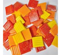 DIY Mosaic Kit 85g/3oz Approx.30pcs Mosaic Quartz Tiles 2cm/0.78in Square Tile 0.4cm/0.15in Thickness DIY Mosaic Material Mixed Color DIY Mosaic Craft Kit (Color : Red-Yellow-ora Mixed, Size : 85g-3
