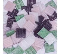 DIY Mosaic Kit 85g/3oz Approx.30pcs Mosaic Quartz Tiles 2cm/0.78in Square Tile 0.4cm/0.15in Thickness DIY Material Mixed Color(Purple Pink Green)