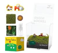 DIY Moss Terrarium Kit, 4×4×4 inch Acrylic Cube Mini Garden with Live Star Moss, Soil, Enjoy Now - Craft Kit for Adults and Teens, Relaxing Desk Decor & Unique Gift for Home or Office