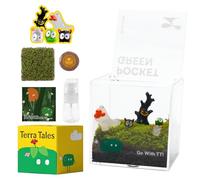 DIY Moss Terrarium Kit, 4×4×4 inch Acrylic Cube Mini Garden with Live Star Moss, Soil, Halloween Party - Craft Kit for Adults and Teens, Relaxing Desk Decor & Unique Gift for Home or Office