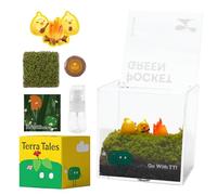 DIY Moss Terrarium Kit, 4×4×4 inch Acrylic Cube Mini Garden with Live Star Moss, Soil, Stay Chill - Craft Kit for Adults and Teens, Relaxing Desk Decor & Unique Gift for Home or Office