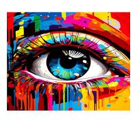 DIY Multicolored Eye Paint by Numbers Kits Drawing Paintwork on Canvas 40x50cm Without Frame Canvas Oil Painting Number Painting for Adults Beginner Home Wall Decor Gift