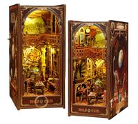 DIY Museum of the Century Miniature Book Nook, Creative Interactive Bookend, 3D Assembly Model, Rich Historical Collection, Suitable for Adults (A)