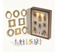 DIY Museum Silhouette Box - Celebrate Your Unique Memories in Style, Museum Kit with Figures and Frames for Valentine's Day Anniversary, Wedding, Birthday & Home Décor (Wood,with Light)