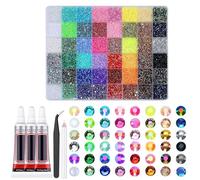 DIY Nàil Art Rhinestones Kit - 48 Grid Box Pearl Resin Flat Bottom Gems, Bedazzling Craft Accessories Set, for Nail Decoration Phone Case Clothing Shoes Scrapbooking Wedding