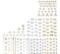 Diy Nail Design, Party Mother's Day Easter April Fool's Day Best Gift For Mom Discount Clearance 12 Pcs Flower 3D Nail Art Stickers Decals Manicure Gold/Silver Decoration Tips Durable And Creative Cle