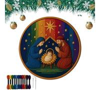 DIY Nativity Embroidery Set - Stitch The Holy Story, Christian Embroidery Kit with Fabric for Adults Beginner,Threads & Needles, Home Decor & Gifts (Style A)