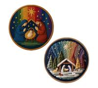 DIY Nativity Embroidery Set,Stitch The Holy Story,Christian Nativity Scene Embroidery Craft Kit for Adults Beginner,Complete Christmas Cross Stitch Kits with Fabric,Threads & Needles