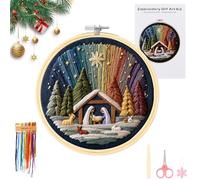 DIY Nativity Embroidery Set - Stitch The Holy Story, Christmas Embroidery Kit with Fabric,Threads & Needles, Christian Embroidery Kit for Adults Beginner, Home Decor & Gifts (1Pcs)