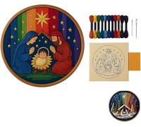 DIY Nativity Embroidery Set - Stitch The Holy Story, Complete Christmas Cross Stitch Kits with Fabric,Threads & Needles, Christian Nativity Scene Embroidery Craft Kit for Adults Beginner