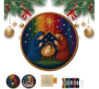 DIY Nativity Embroidery Set - Stitch The Holy Story, Nativity Set, Christmas Cross Stitch Kit with A Spiritual Touch, Christian Embroidery Kit for Adults Beginner, Decorative Handmade Artwork (C)